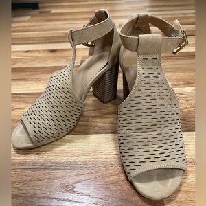 Express Nude Block Heel Sandals